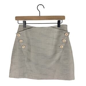 Ted baker jummy metallic button front detail skirt light gray 1